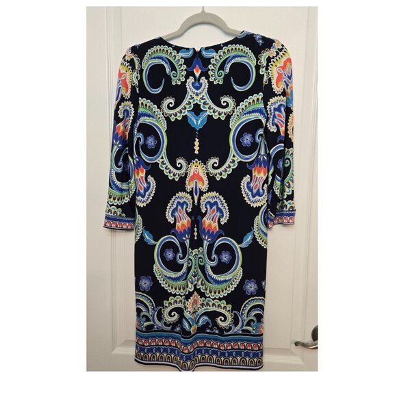 Laundry by Shelli Segal Three Quarter Sleeve Square Neck Printed Dress Size 4 - Picture 13 of 13